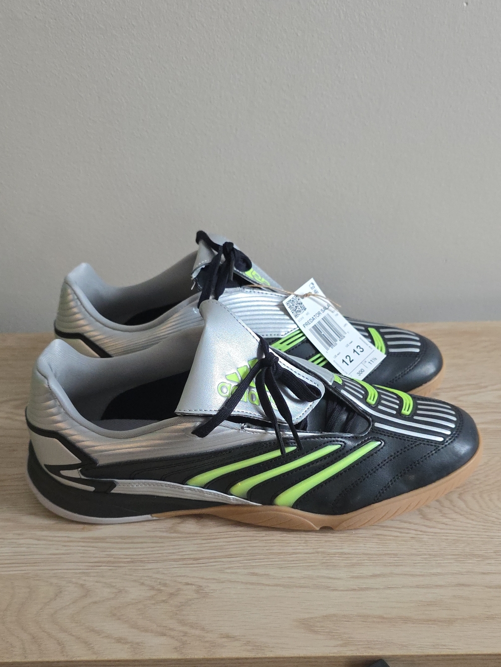 Adidas Predator Sala Black, Silver & Neon Green Soccer Shoes